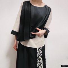 アシメ アシンメトリー トップス カットソー 七分袖7分袖 重ね着 フォーマル