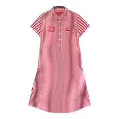 サイズ：M LE COQ GOLF ルコックゴルフ  半袖ワンピース ストライプ レッド系 [240001235249] ゴルフウェア レディース ストスト