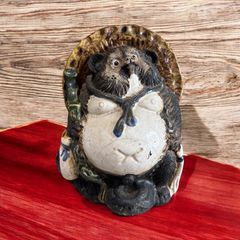 開運 信楽焼 たぬき 狸庵作 置物 狸 縁起物 飾り 作家物 陶器 昭和 レトロ 工芸品 インテリア 骨董品 アンティーク
