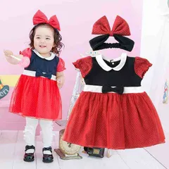 ヘアバンド付き 半袖ワンピース80cm90cm 仮装 なりきり プリンセス ベビー服 セット コスプレ 衣装 ドレス 女の子【ハロウィン】リボンドレス