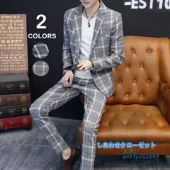 スーツ メンズ 2ピーススーツ おしゃれ スーツセットアップ ビジネススーツ 紳士服 フォーマルスーツ 通勤 面接 洗える カジュアルスーツ スリム チェック柄 ant4y351949