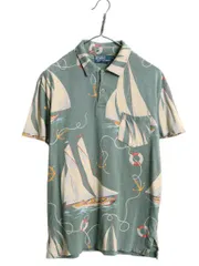 【お得なクーポン配布中!】 00s ポロ ラルフローレン 総柄 半袖 ポロシャツ メンズ S 古着 オールド 半袖シャツ マリン アロハ ハワイアン マルチカラー ボックス 薄手