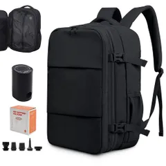 [TPAID]真空圧縮リュック圧縮バックパック拡張可能リュックサック50L電動ポンプ付き旅行用大容量圧縮ビジネスリュック17インチパソコン対応メンズレディース旅行防水出張通勤-ブラック