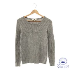 【訳アリ】UNIQLO ユニクロ トップス ニット リブニット シンプル Ｕネック 長袖 レディース グレー M カシミヤ 901-10570 送料無料 古着