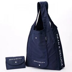 ネイビー　[ディーンアンドデルーカ]  ショッピングバッグ エコバッグ 折りたたみ 軽量 コンパクト レジ袋 マイバッグ