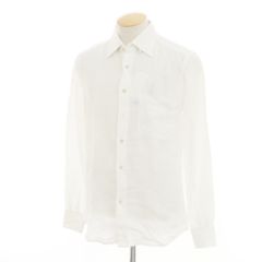 【新品】グランシャツ Glanshirt リネン ワイドカラー カジュアルシャツ ホワイト【サイズ37】【メンズ】