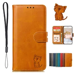 新品 iPhone 14ケース iPhone14手帳型 iPhone14 ケース スマホケース アイフォン 14携帯ケース あいふぉん14カバー case 笑顔猫ちゃん PUレザー ストラップ付き カード収納 ベルトマグネット スタンド機能 薄型 男女兼用 (