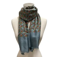 ドルチェ&ガッバーナ ドルガバ DOLCE&GABBANA ストール フリンジ ロゴ 花柄 青 ブルー 橙 オレンジ 緑 グリーン レディースのサムネイル
