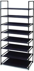 【特価商品】トレードワン ラック 8段 約H141×W57×D28cm オープンシェルフ 棚 高さ調整可能 スチール 軽量 組み立て簡単 シンプル 耐荷重4kg ブラック 10513