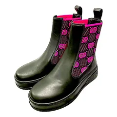 グッチ チェルシーブーツサイドゴア ジャージ ブラック レディース【AFD14】