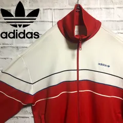 希少2XL⭐️90s adidasトラックジャケット/ジャージ 刺繍トレファイル vintage ベージュ×赤