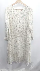 ◇ ⊂Φ earth music&ecology 花柄 長袖 ロング ワンピース サイズF アイボリー系 レディース E  【1410100033270】