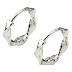 【シルバー × ピアス】[Cream dot. クリームドット公式] ピアス レディース フープ 14kコーティング 中折れ キャッチレス リング 開閉式 ひねり ねじり ミニ 小さめ 大人