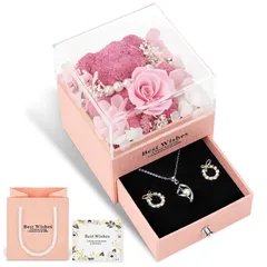 新品 SENJWARM ブリザードフラワー ジュエリーボックス 枯れない花 蘚苔 クマさん 記念日 プレゼント 母の日のプレゼント人気 プリザーブドフラワー バラ 新年 誕生日 友達 バレンタインデー、Valentine、ホワイトデー、贈り物 彼女 妻 プレゼ