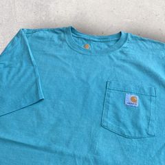 US古着 Carhartt カーハート 胸ポケット 胸ロゴ Tシャツ L グリーン