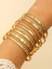 ジュエリー レディース ブレスレット セット 7個セット ファッション ボヘミアン ヴィンテージ ミニマリスト メタル バングル ブレスレット メンズ レディース対応、デイリー使い ヨーロッパ アメリカンスタイル、