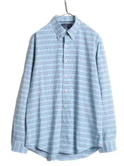 【お得なクーポン配布中!】 ラルフローレン チェック 長袖 ボタンダウン シャツ メンズ L / 古着 POLO ポロ 長袖シャツ ワンポイント ポニー刺繍 マルチカラー 薄手