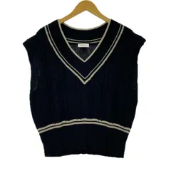 BEAUTY&YOUTH ビューティアンドユース ケーブル編み Vネック ニットベスト size表記なし/ブラック×ベージュ