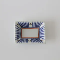 砥部焼・梅山窯 十草三ツ紋小角皿