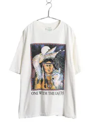 【お得なクーポン配布中!】 90s USA製 ネイティブ アニマル アート イラスト プリント Tシャツ メンズ XL 古着 オールド グラフィック 大きいサイズ シングルステッチ