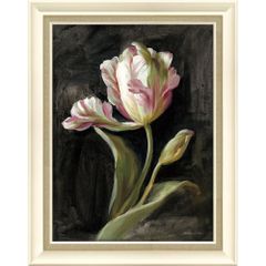 絵画 ダンフイ ナイ「チューリップ ブラック」 花 フラワー おしゃれ インテリア 植物画 ギフト 額付き 壁掛け 額入り アートフレーム リビング 玄関 店舗 Lサイズ