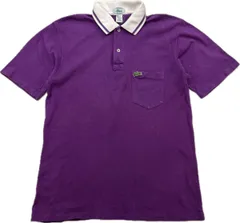 80s 90s ☆ IZOD ☆ LACOSTE ポケット付 パープル 半袖 ポロシャツ M 春夏 アメカジ 大人カジュアル 古着 人気 定番 ラコステ■FC190のサムネイル
