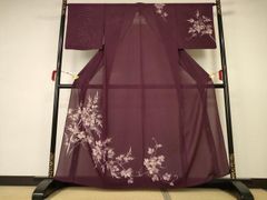 正絹 朱色 桜枝 着物 身丈159 - メルカリ