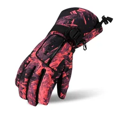 Coykid スキーグローブ キッズ スノーグローブ ジュニア メンズ 防水 スノボー グローブ レディース 手袋 子供 防寒保温 アウトドア 登山 厚手 赤黒 XS