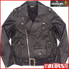 A BATHING APE エイプ ライダースジャケット 本革 ダブル メンズ