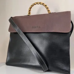 LOEWE ロエベ ベラスケス ハンドバッグ ショルダーバッグ レザー ブラック×ブラウン 2way