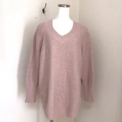 le ciel ルシエル ニット セーター 長袖 Vネック 厚手 模様編み ピンク M 秋冬 美品 上品 きれいめ シンプル エレガント 大人可愛い おしゃれ
