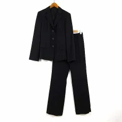 ジュンコシマダ JUNKO SHIMADA 77i by JUNKO.S.D.S パンツスーツ 上下セットアップ ウール ジャケット テーラード 3ボタン 長袖 XL 13 パンツ ストレート センタープレス L 黒 ブラック 大きいサイズのサムネイル