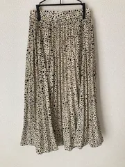 RETRO GIRL レトロガール　ランダムドットプリーツロングスカート　ベージュ×黒