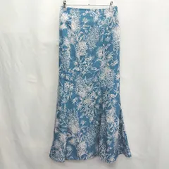 ◇ ⊂ Φ SALOON サルーン 総柄 ロング丈 フレア スカート サイズ36 ブルー ベージュ レディース E  【1501230036597】
