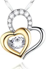 Veritamore. Verita. ハート ネックレス レディース アクセサリー シルバー＆ゴールド シルバー925 金属アレルギー CZ キュービックジルコニア おしゃれ 専用ボックス付き 人気 誕生日プレゼント