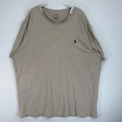 古着 ポロ・ラルフローレン POLO RALPH LAUREN 半袖Tシャツ ロゴ 刺繍 クルーネック 大きいサイズ XL  ベージュ系 無地 メンズ