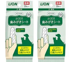 【迅速発送】ライオン (LION) ペットキッス (PETKISS) 歯みがきシート ペット用 30枚×2個セット ふくだけ 無香料 犬・猫用 デンタル