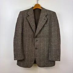 FINE CLOTHES テーラードジャケット ブラウン×ブラック ツイード A-6サイズ 古着 ヴィンテージ レトロ 90s oc-001-016