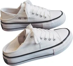 お洒落なファッションと雑貨fuwashop 2way スニーカー 厚底 3cm かかとなし 着脱しやすい 脚長 韓国風 身長アップ かかとが踏める(ホワイト/ブラック,  24.5 cm)