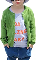 B-talk(ビートーク) KCA ベビー キッズ カーディガン 長袖 シンプル ニット 無地 子供服(グリーン,  120)
