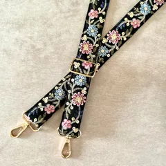 インド刺繍リボン スマホショルダー ショルダーストラップ ショルダーベルト ブラックブルーピンク