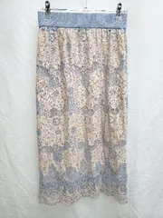 ◇ ⊂ NOLLEY'S sophi ノーリーズソフィ レース 膝下 ナロー スカート サイズ36 ベージュ　ブルー レディース P  【1409250017575】のサムネイル