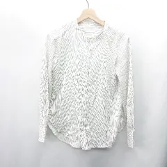 ◇ ⊇ AOKI　アオキ ストライプ 長袖 ビジネスシャツ サイズM ホワイト レディース E  【1409100043327】