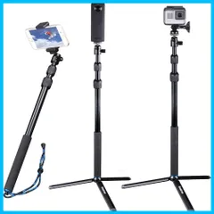 【新着商品】防水セルカ棒 伸縮 スマホ 4Kなどに対応 Gear360/YI V/S/Samsung THETA CT9500/CT8500/新型CT7000，Insta360/RICOH Action3/2、Crosstour Osmo DJI 三脚付き 8のサムネイル