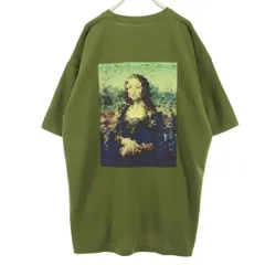 美品 graniph グラニフ バックプリント 半袖 Tシャツ L グリーン モナリザ メンズ 古着
