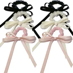 【人気商品】おしゃれ ヘアゴム 跡がつかないヘアゴム ヘアゴム ヘアアクセサリー エレガント リボン ヘアゴム リボン 可愛い 髪飾り 少女 蝶結び 子供 BetterJonny 髪飾り（ブラック.ピンク.ベージュ） 6個