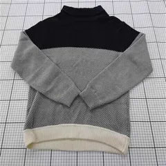 ◇ ⊇ 417 EDIFICE タートルネック 長袖 配色ニット セーター サイズM グレー ネイビー系 メンズ E  【1509100076209】