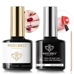 Modelones ジェルネイル ピールオフジェル はがせる ベースコート 10ML【アセトン リムーバー不要でぺりぺりはがせる】ライト硬化不要 自然乾燥