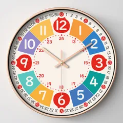 ☆ タイプB×ローズゴールド ☆ 知育時計 nack1050 知育時計 静か 時計 アナログ 静音 壁掛け 掛け時計 壁掛け時計 学習時計 アナログ時計 知育玩具 カラフル 大文字 時間管理 学習 キッズ 子供用 子供 こども 子ども おしゃれ