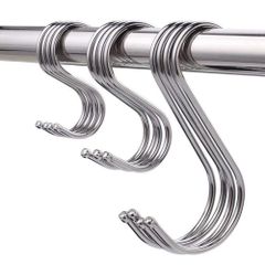 【在庫処分】3サイズ各5個 耐荷重10kg 15個入り 吊り下げ S字 ステンレス製 フック 収納 クローゼット/キッチン/風呂場/ベランダ/オフィス用 Sフック 錆びない 丈夫 固定 S字フック おしゃれ 止め金具